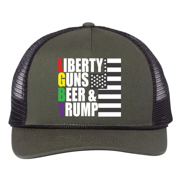 Liberty Guns Beer Trump LGBT Flag Retro Rope Trucker Hat Cap