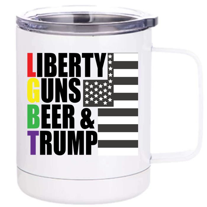 Liberty Guns Beer Trump LGBT Flag Front & Back 12oz Stainless Steel Tumbler Cup