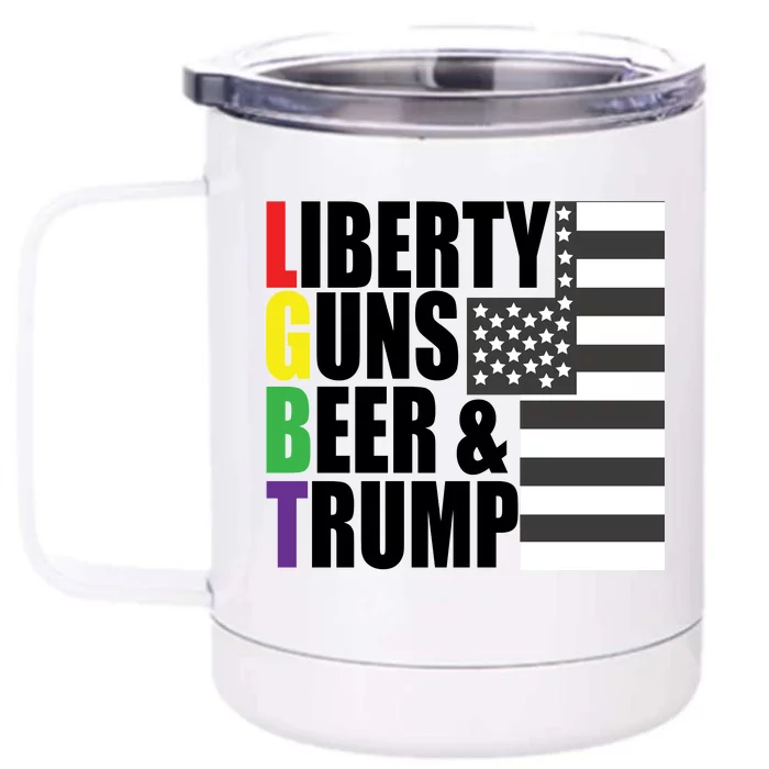 Liberty Guns Beer Trump LGBT Flag Front & Back 12oz Stainless Steel Tumbler Cup