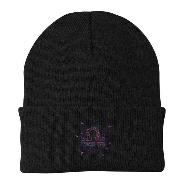 Libra Floral Zodiac Knit Cap Winter Beanie