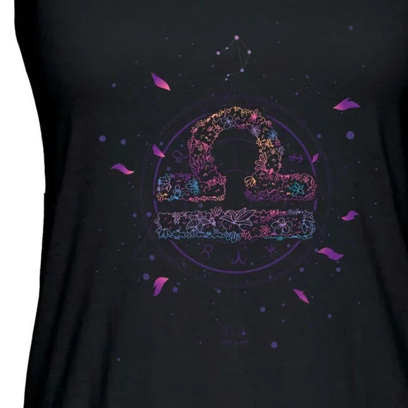 Libra Floral Zodiac Ladies Essential Flowy Tank