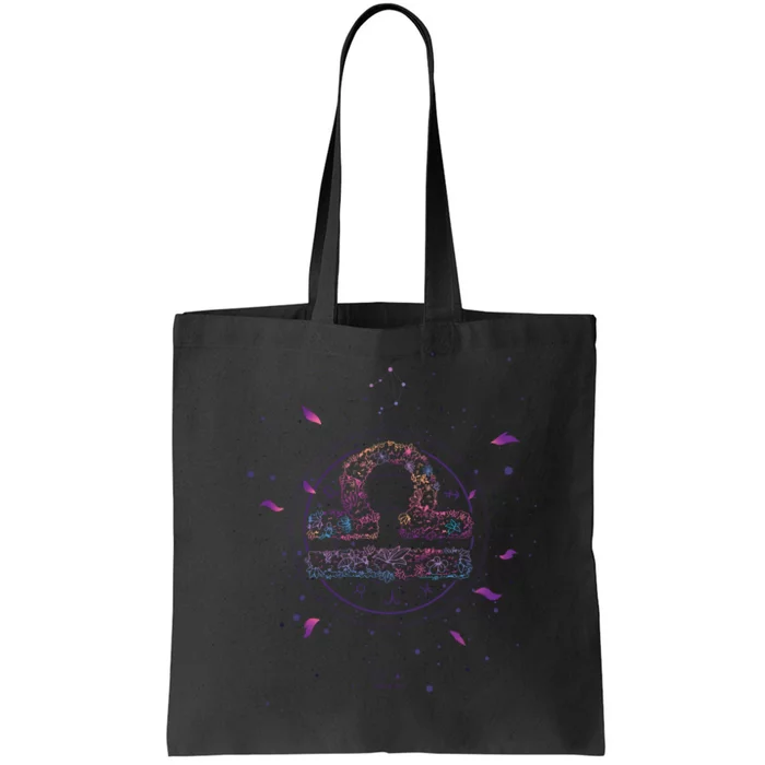 Libra Floral Zodiac Tote Bag