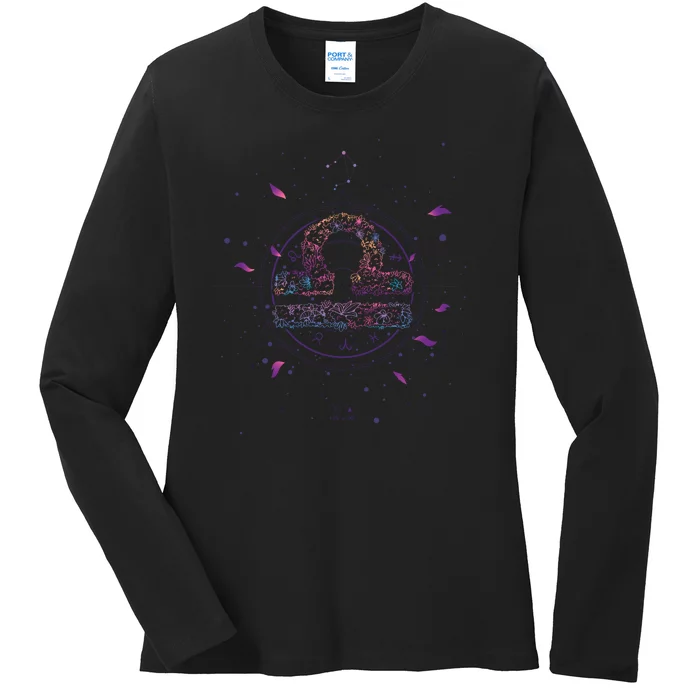 Libra Floral Zodiac Ladies Long Sleeve Shirt