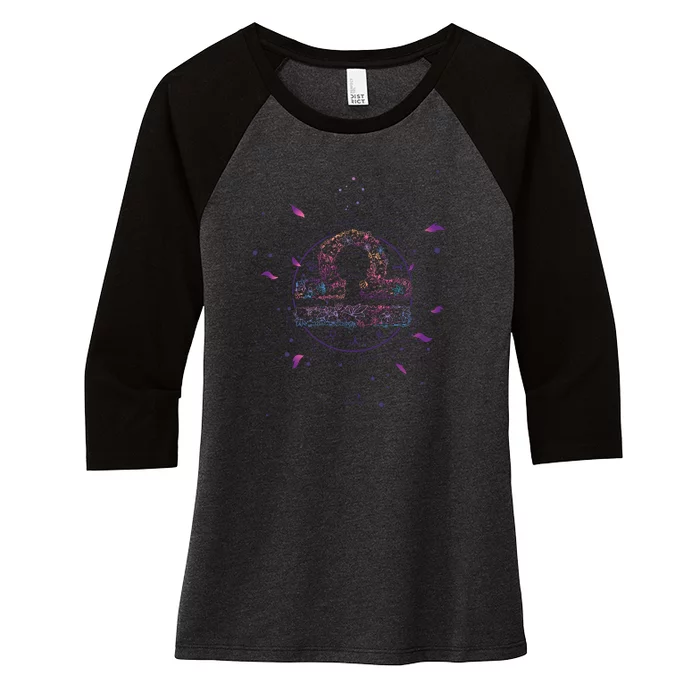 Libra Floral Zodiac Women's Tri-Blend 3/4-Sleeve Raglan Shirt