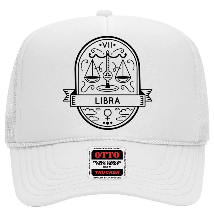 Libra Zodiac Symbol Design High Crown Mesh Trucker Hat