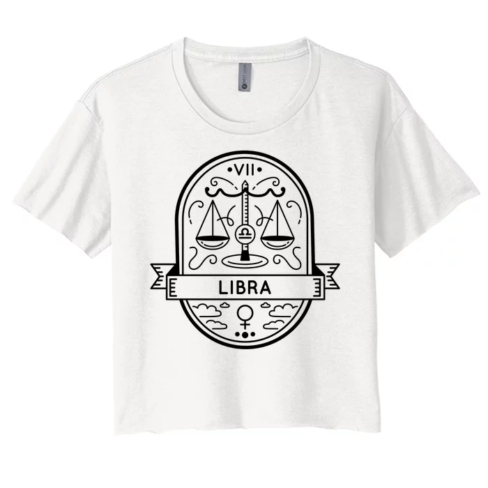 Libra Zodiac Symbol Design Women's Crop Top Tee