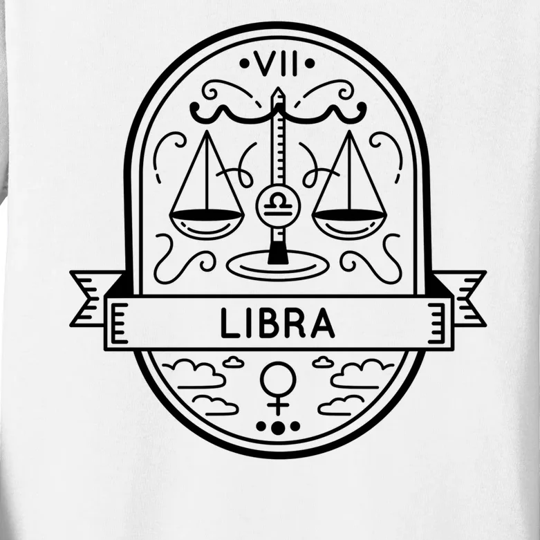 Libra Zodiac Symbol Design Kids Long Sleeve Shirt