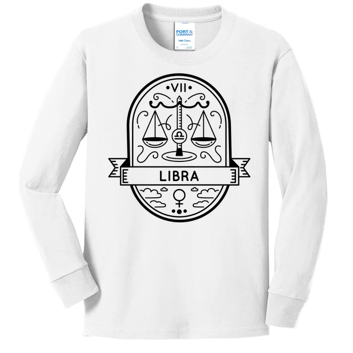 Libra Zodiac Symbol Design Kids Long Sleeve Shirt