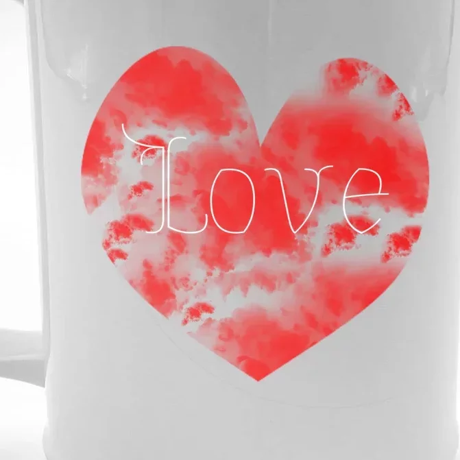 Love In Clouds Big Red Heart Distressed Valentines Day Great Gift Front & Back Beer Stein