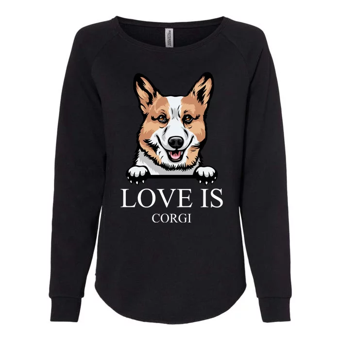 Love Is Corgi Dog Womens California Wash Sweatshirt