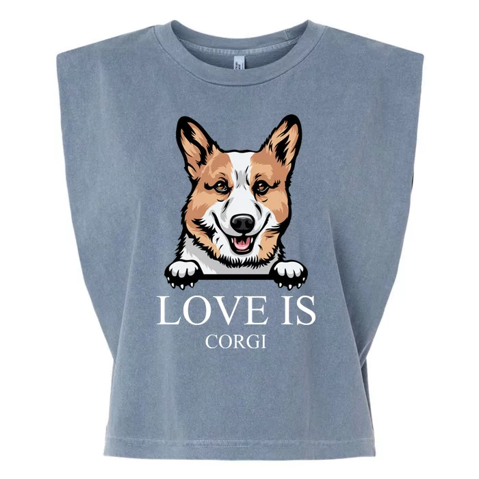 Love Is Corgi Dog Garment-Dyed Women's Muscle Tee