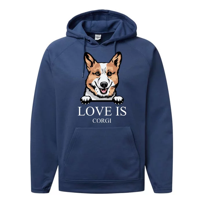 Love Is Corgi Dog Performance Fleece Hoodie