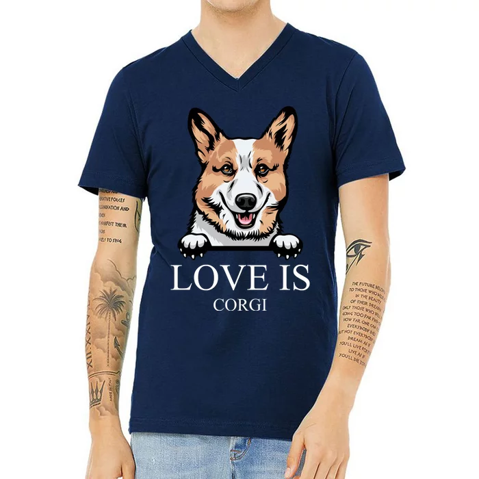 Love Is Corgi Dog V-Neck T-Shirt