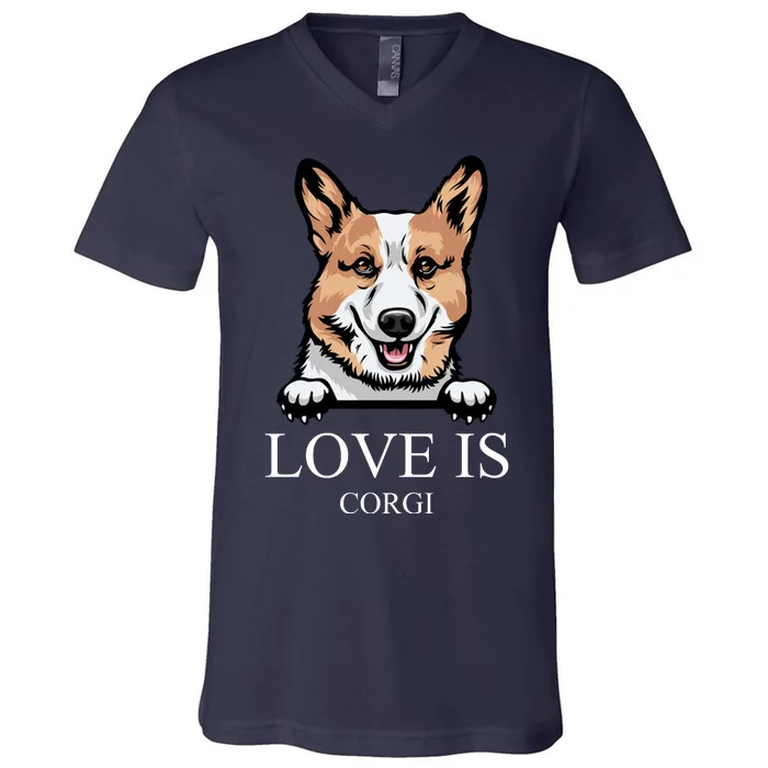 Love Is Corgi Dog V-Neck T-Shirt