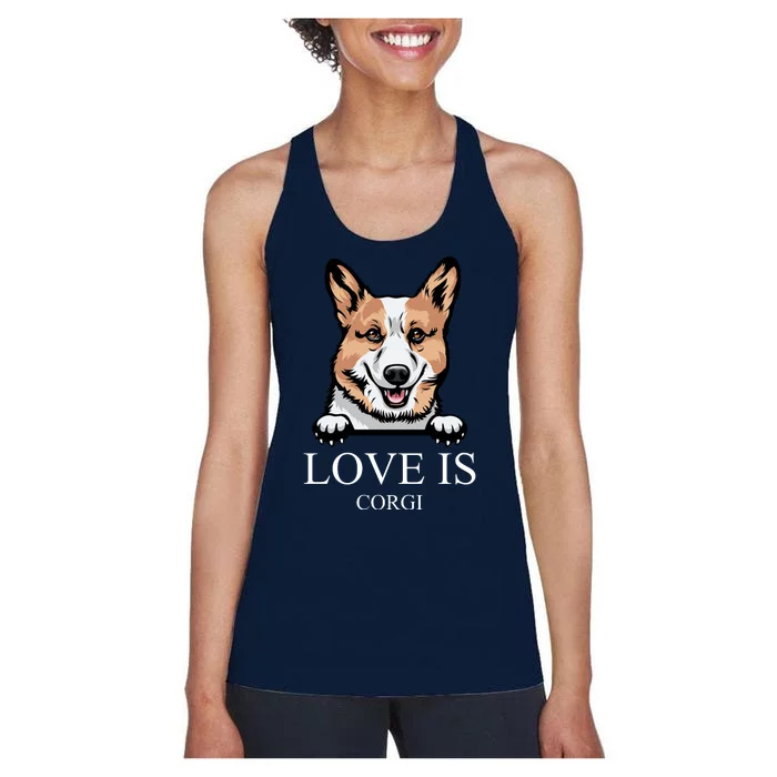 Love Is Corgi Dog Women's Racerback Tank