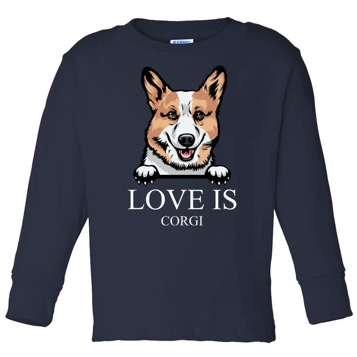 Love Is Corgi Dog Toddler Long Sleeve Shirt