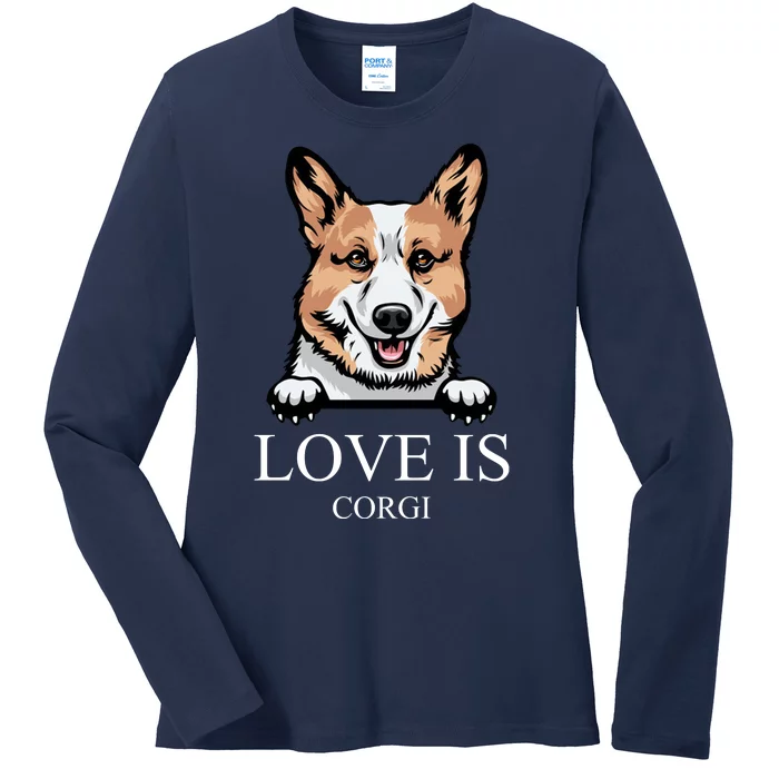 Love Is Corgi Dog Ladies Long Sleeve Shirt