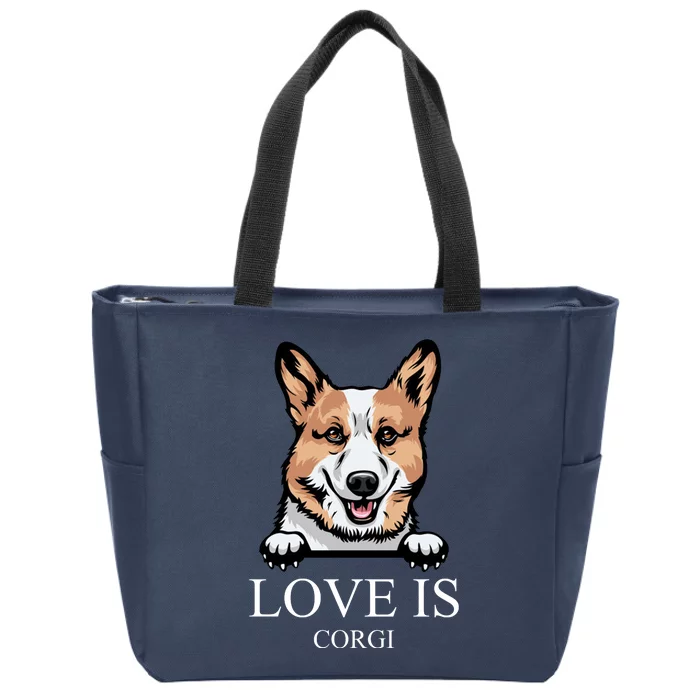 Love Is Corgi Dog Zip Tote Bag