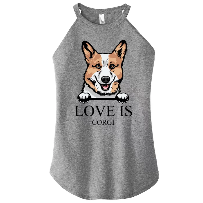 Love Is Corgi Dog Women’s Perfect Tri Rocker Tank