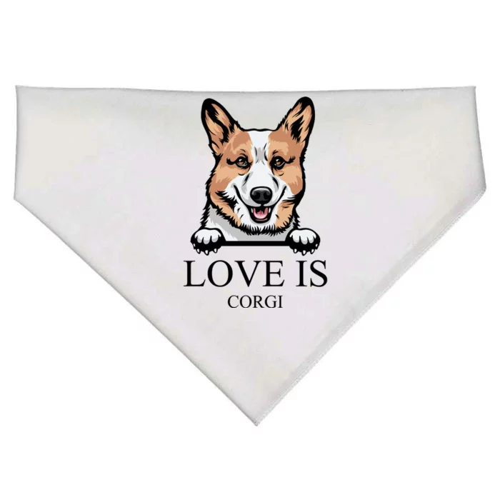 Love Is Corgi Dog USA-Made Doggie Bandana