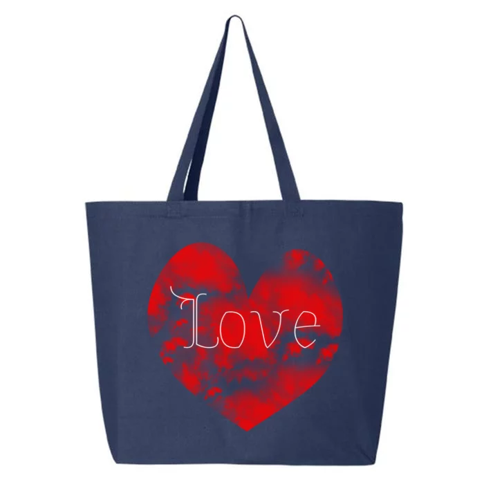 Love In Clouds Big Red Heart Distressed Valentines Day Gift 25L Jumbo Tote