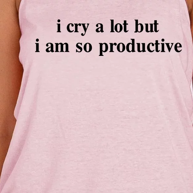 Lilybloomembroidery I Cry A Lot But I Am So Productive Limited Women's Knotted Racerback Tank