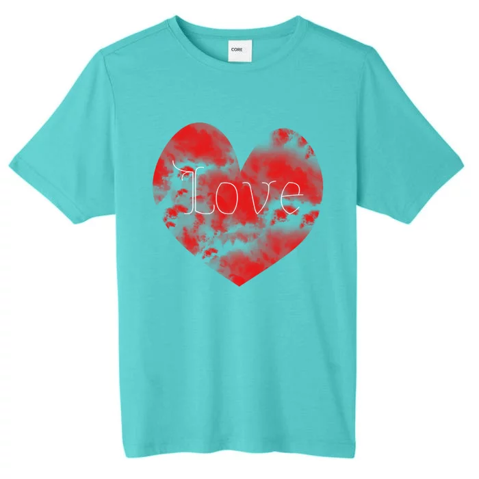 Love In Clouds Big Red Heart Distressed Valentines Day Gift ChromaSoft Performance T-Shirt