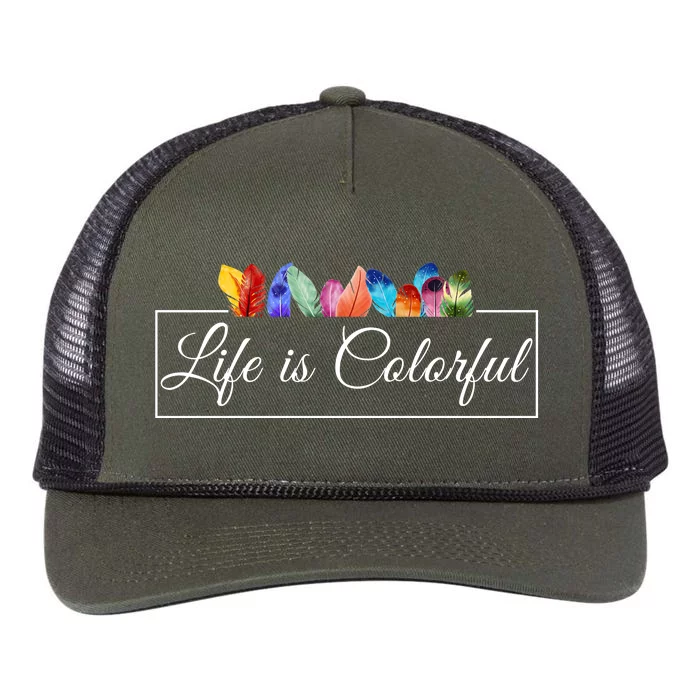 Life Is Colorful Positive Quote Retro Rope Trucker Hat Cap