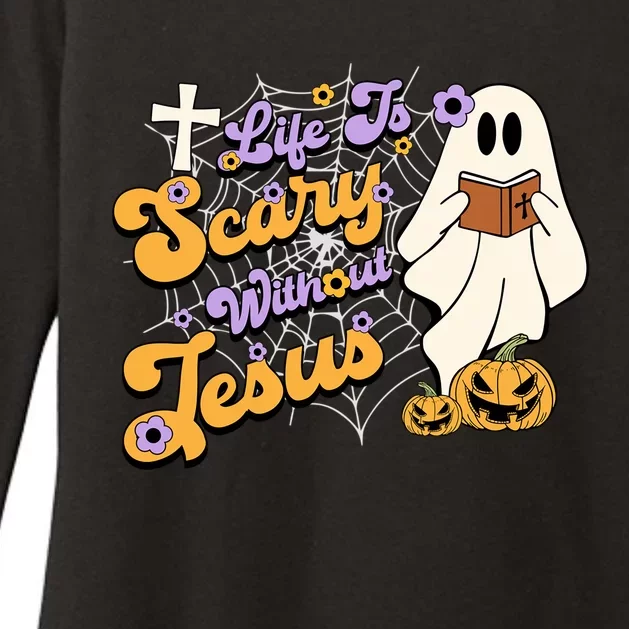 Life Is Crazy Without Jesus Halloween Fall Christian Lover Gift Womens CVC Long Sleeve Shirt