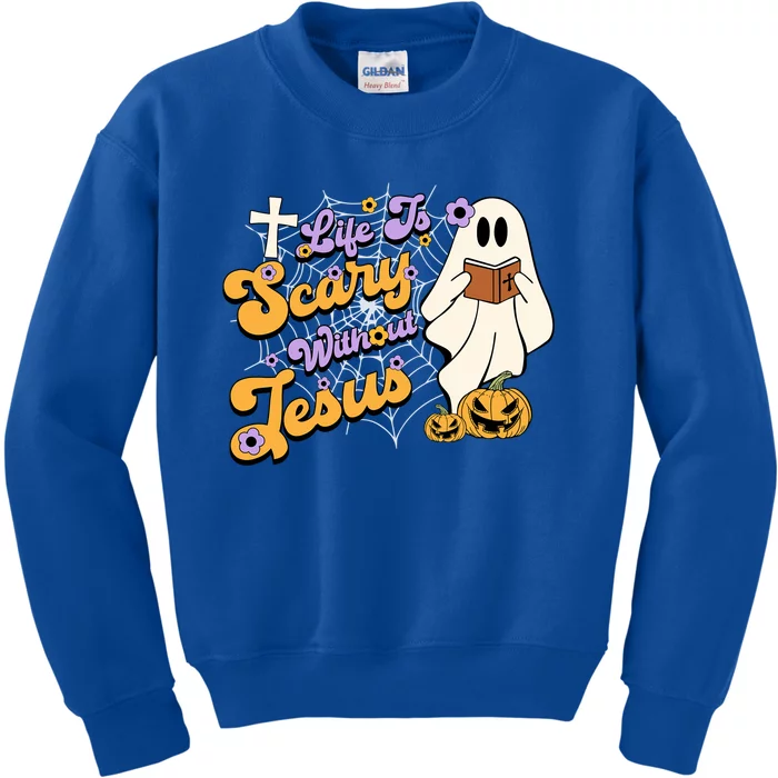 Life Is Crazy Without Jesus Halloween Fall Christian Lover Gift Kids Sweatshirt