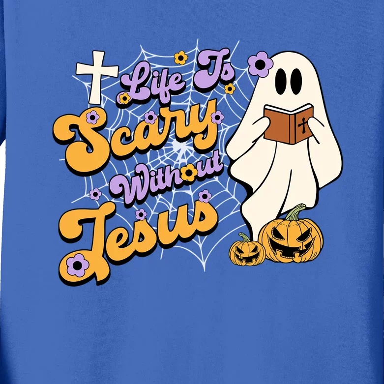 Life Is Crazy Without Jesus Halloween Fall Christian Lover Gift Kids Long Sleeve Shirt