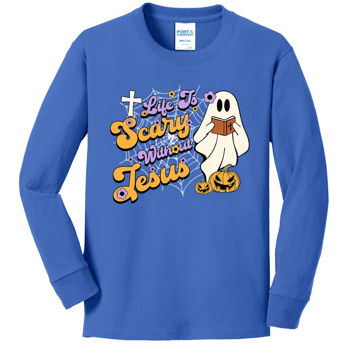 Life Is Crazy Without Jesus Halloween Fall Christian Lover Gift Kids Long Sleeve Shirt