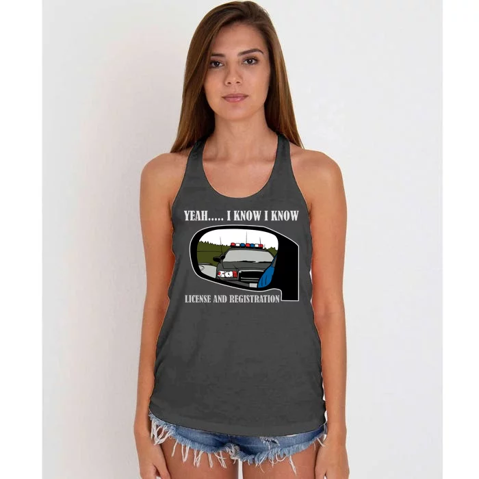 License And Registration Pulled Over Women's Knotted Racerback Tank