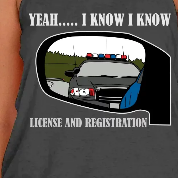 License And Registration Pulled Over Women's Knotted Racerback Tank