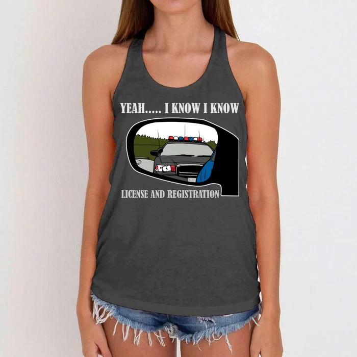 License And Registration Pulled Over Women's Knotted Racerback Tank