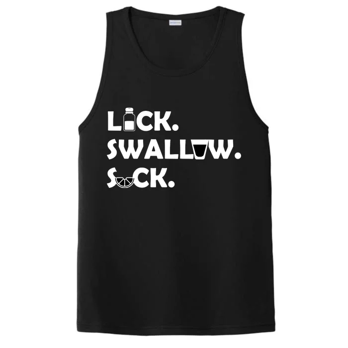 Lick Swallow Suck Funny Tequila Performance Tank