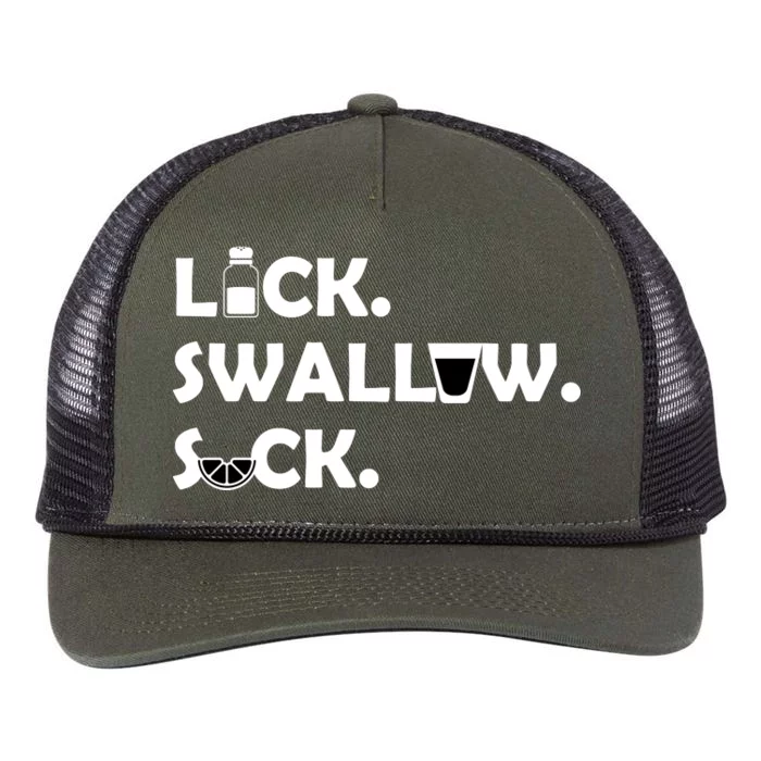 Lick Swallow Suck Funny Tequila Retro Rope Trucker Hat Cap