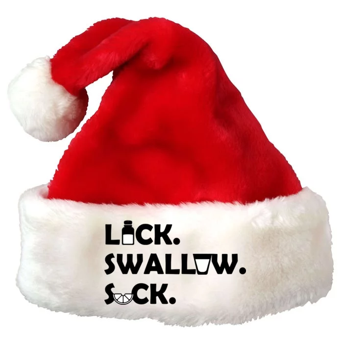 Lick Swallow Suck Funny Tequila Premium Christmas Santa Hat