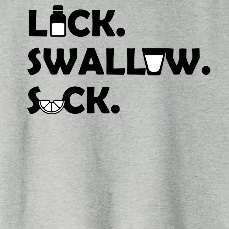 Lick Swallow Suck Funny Tequila Women's Crop Top Tee