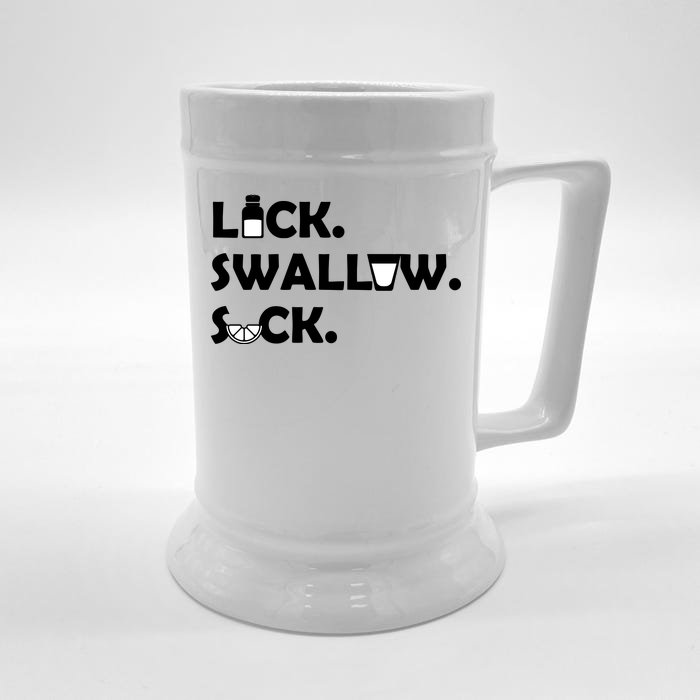 Lick Swallow Suck Funny Tequila Front & Back Beer Stein