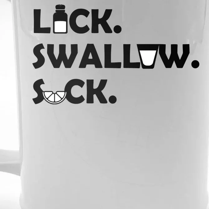 Lick Swallow Suck Funny Tequila Front & Back Beer Stein