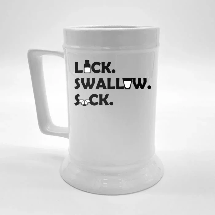 Lick Swallow Suck Funny Tequila Front & Back Beer Stein