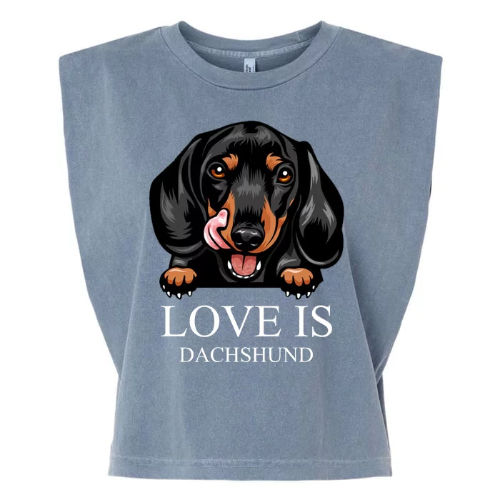 Love Is Dachshund Garment-Dyed Women's Muscle Tee