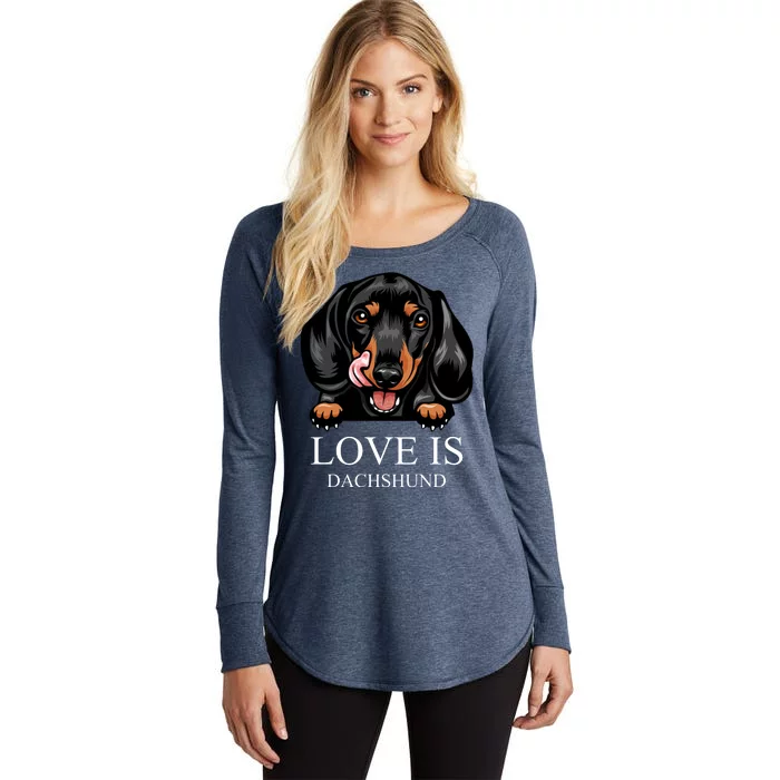 Love Is Dachshund Women's Perfect Tri Tunic Long Sleeve Shirt