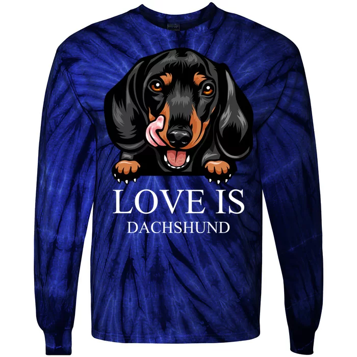 Love Is Dachshund Tie-Dye Long Sleeve Shirt