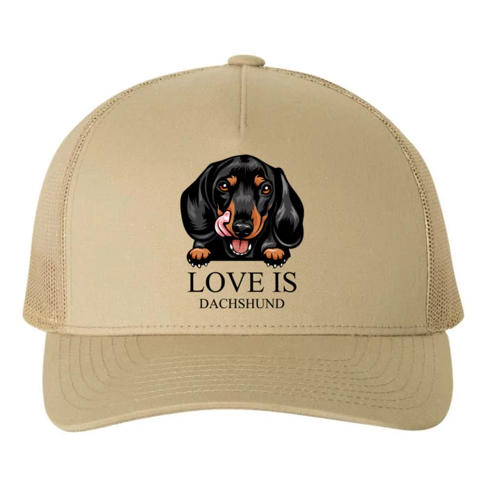 Love Is Dachshund Yupoong Adult 5-Panel Trucker Hat