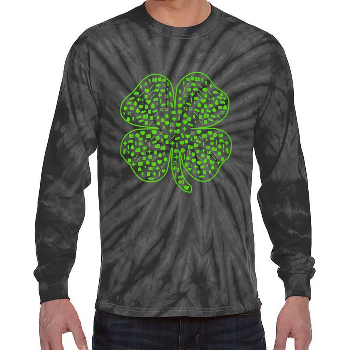 Lucky Irish Design Shamrock Nurse Nursemaid St Patrick Day Tie-Dye Long Sleeve Shirt