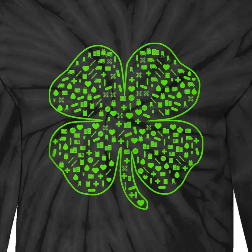 Lucky Irish Design Shamrock Nurse Nursemaid St Patrick Day Tie-Dye Long Sleeve Shirt