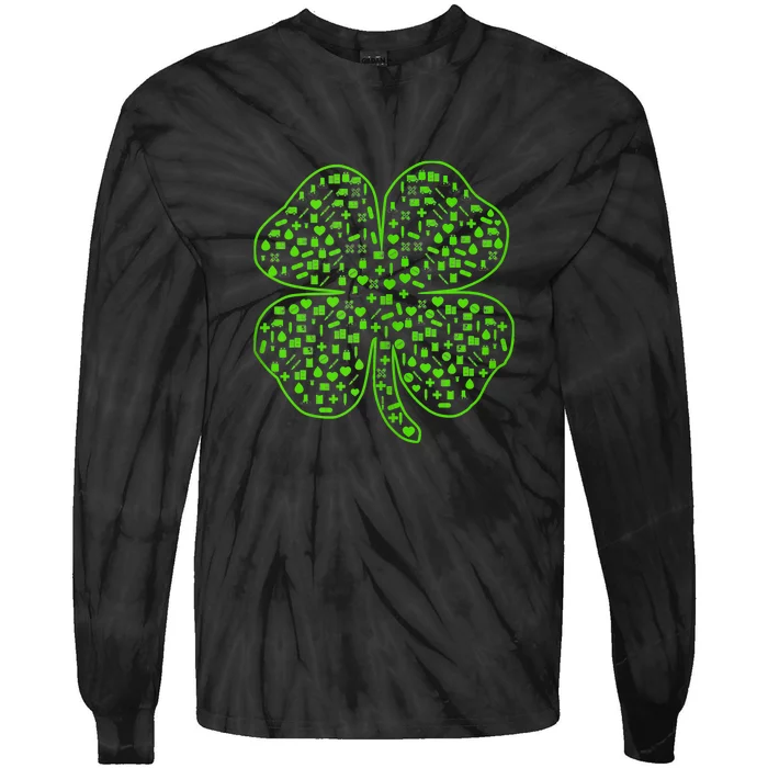 Lucky Irish Design Shamrock Nurse Nursemaid St Patrick Day Tie-Dye Long Sleeve Shirt