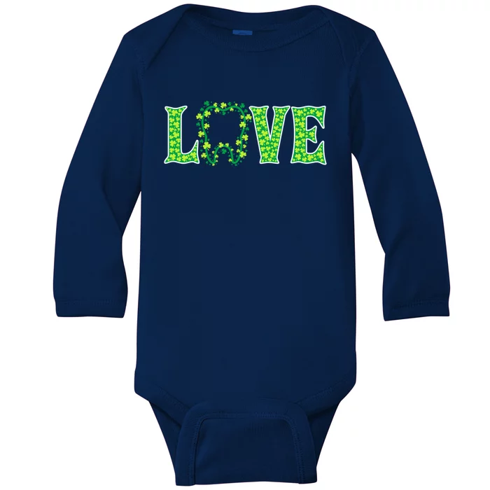 Love Irish Dentist Tooth St Patricks Day Shamrock Cute Gift Baby Long Sleeve Bodysuit